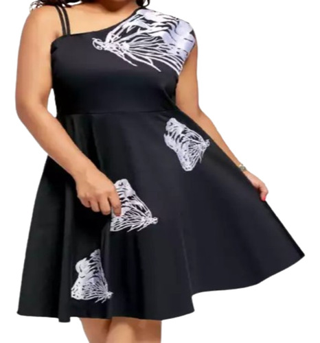 Vestido Fiesta, Bordado, Pin Up De Un Hombro, Talla Grande