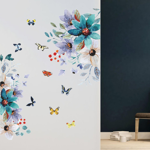 Adhesivo De Pared Con Diseño De Flores, Accesorio De