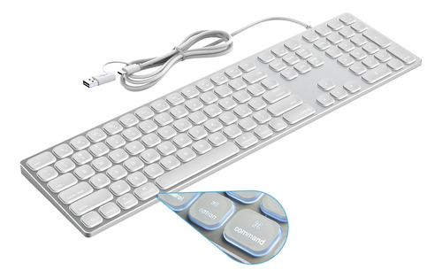 Teclado Retroiluminado Aluminio Yivandi Mac Os Teclado Usb O