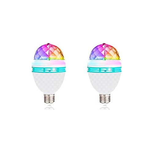 Disco Ball Light Bulb, 3w E27 Rgb Color Rotating Bulb L...