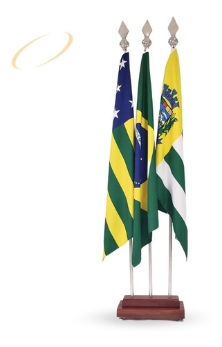 Base Para Bandeira 3 Furo+ 3 Mastro+ 6 Presilha+ 3 Ponteira