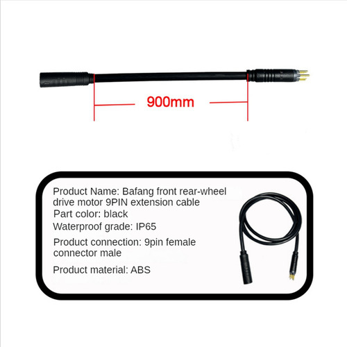 Cable De Extensión De Motor De 9 Pines Para Bicicleta Eléctr