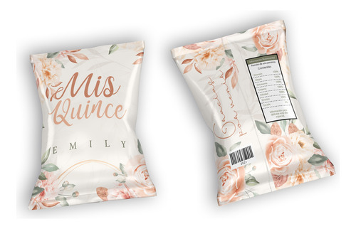 Dulceros Personalizados Chips Bag Invitaciones Xv Años Flor