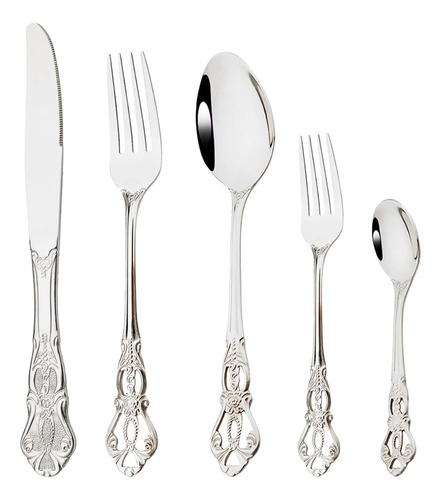 Set Elegante De Cubiertos De Plata Snplowum Con Cuchillos...