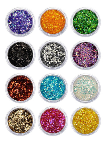 Glitters  Arte Sedução  Decoração De Unhas De Gel Nail Art Cor Multicolor Kit 12