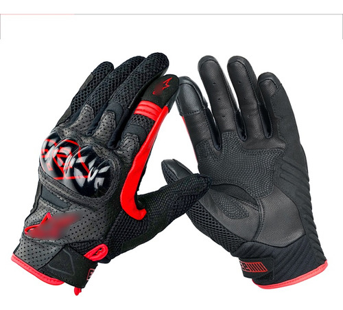 Guantes De Cuero Para Montar En Fibra De Carbono Moto