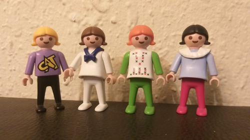 Lote De 4 Mini Figuras Playmobile, 1981, Vintage