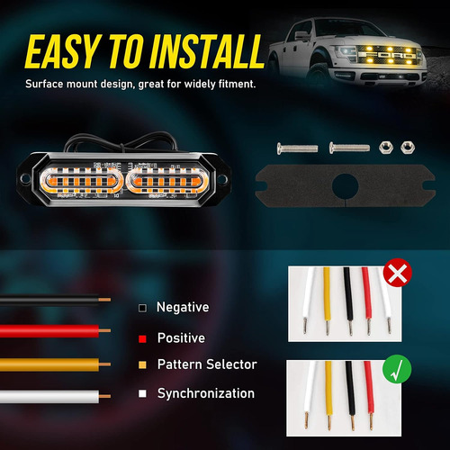 Luces Led De Parrilla Para Camiones, 12 Led Ámbar, L 4294404