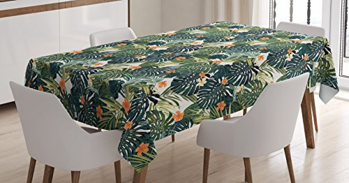 Mantel Verde Ambesonne, Patrón De Aloha Hawaiiano De C9f2z