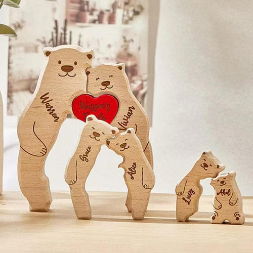 Familia De, Rompecabezas De Arte De Madera, Regalo De 3