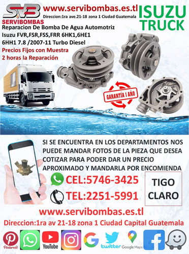 Bombas De Agua Automotrices Isuzu Npr 4bd1,4bd2 3.9 Turbo
