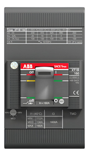 Interruptor Termomagnético Abb Xt1n 160, 100a (1sda067397r1)