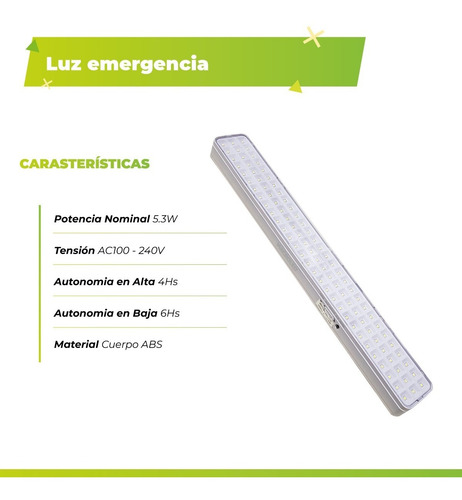 Luz Emergencia 90 Led Bah Litio 6hs 6500k Macroled