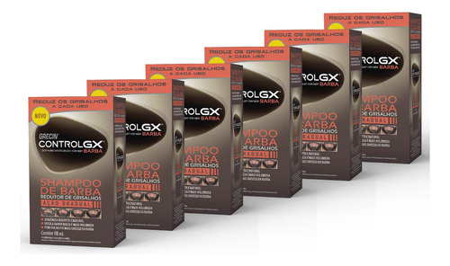 Kit 6 Grecin Control Gx Shampoo Barba Reduz Grisalhos 118ml