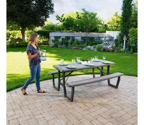 Mesa Plegable Lifetime Hdpe Picnic Gris