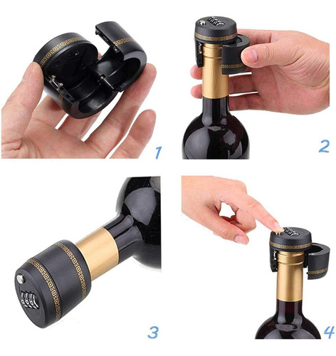 (6 Pack) Cerradura De Combinación Para Botellas De Vino...
