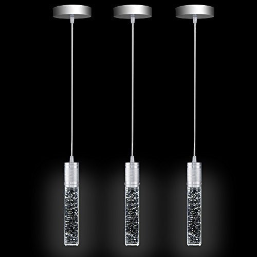3 Lámparas Colgante Cristal Moderna Bombillas Led 6000k