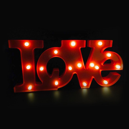 Cartel Luminoso Love Rojo A Pilas 1 Unidad 23,5 X 52 Cm