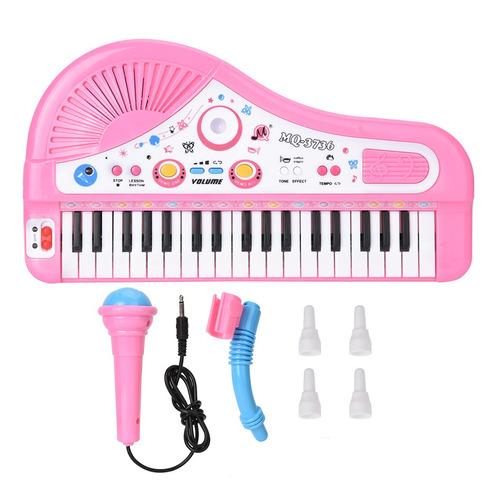 Imagen 2 de 10 de Piano Eléctrico De 37 Teclas Con Micrófono Para Niños