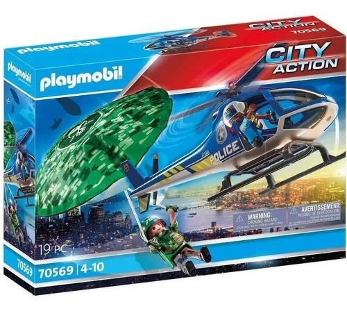 Playmobil Helicoptero Policial Int 70569 Original Intek