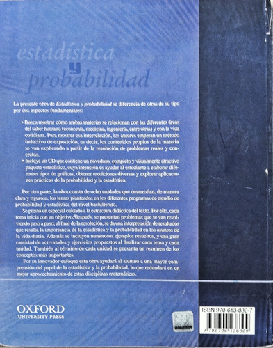 Estadísticas Y Probabilidad Oxford No Cuenta Con El Cd De Au (Usado)