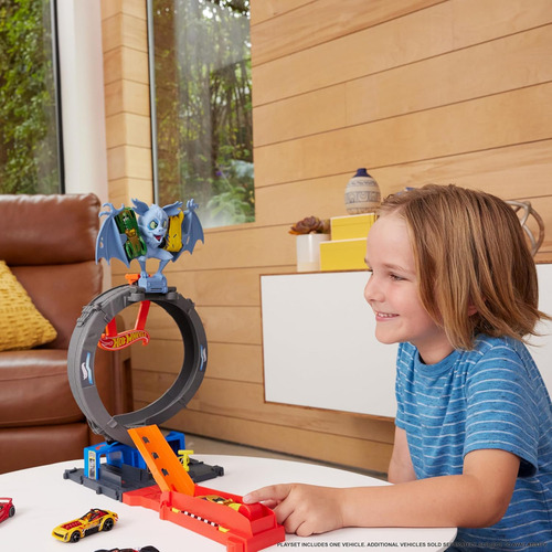 Pista De Autos Hot Wheels City, Bat Loop Attack, 1:64, Ajust