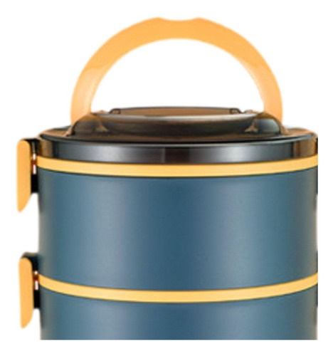 Bento, Contenedor De Comida, Apilable, Azul 3 Capas