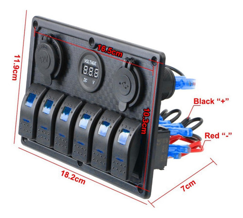Yu Interruptor De Panel Oscilante Azul De Barra De Luz