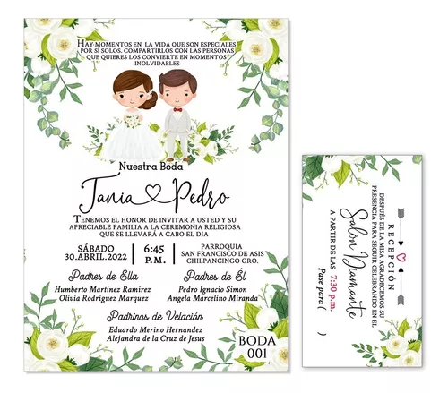 poco claro Comienzo servidor 25 Invitaciones - Boda - Varios Modelos | Meses sin intereses