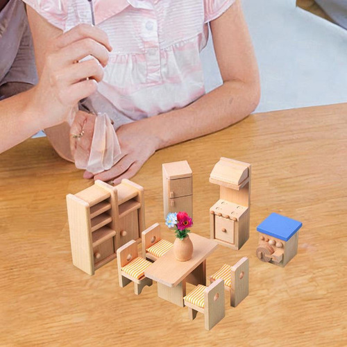Juego De Muebles En Miniatura Para Casa De Muñecas Comedor