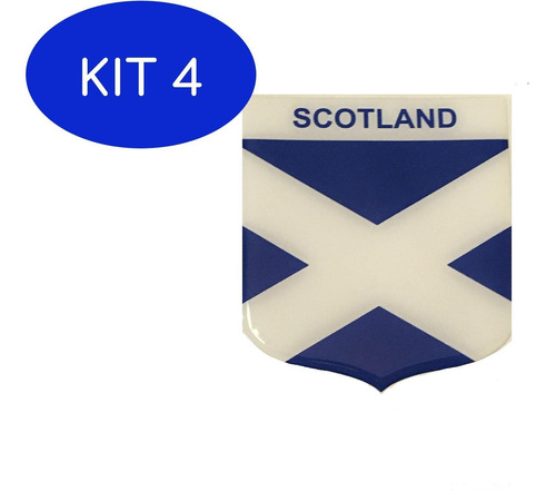 Kit 4 Adesivo Resinado Em Escudo Da Bandeira Da Escócia
