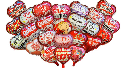 Mix Globos Metálicos (50 Pzas) San Valentín - 14 De Febrero