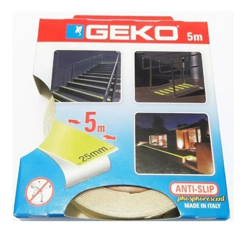 Cinta Antideslizante Geko Fosforescente Int/ext 25mm X 5m