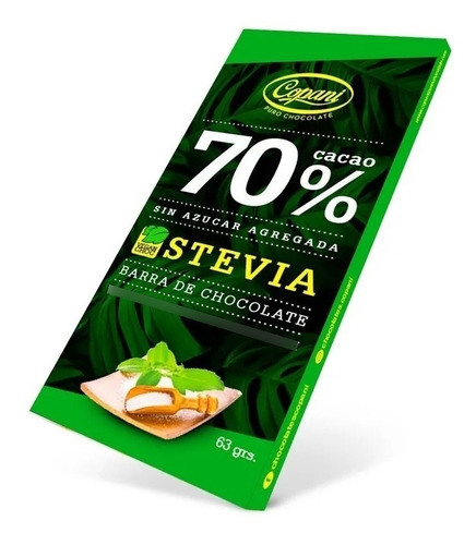 Barra Chocolate S/ Azucar C/ Stevia 70% Cacao Copani 100g Dw