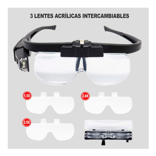 Lupa Lente Recargable Con 3 Lentes De Aumento No.11642dc