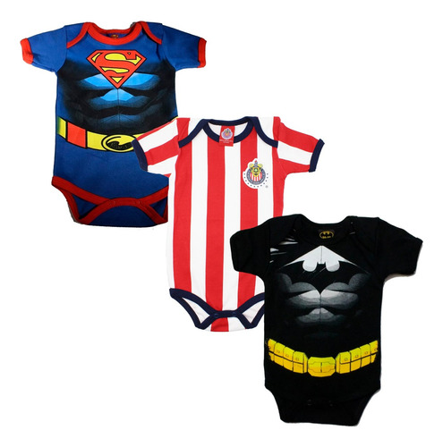 Pañalero Bebe Ropa Chivas Futbol Batman Superman Set 3 Pzas