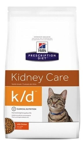 Alimento Hill's Prescription Diet Kidney Care Feline k/d para gato adulto de raza mediana sabor pollo en bolsa de 1.8kg