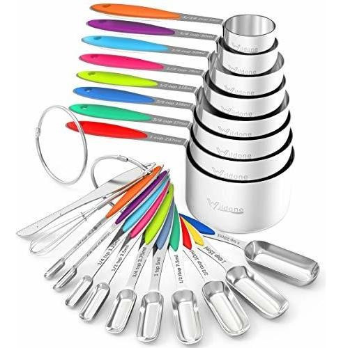 Tazas Y Cucharas Medidoras  Juego Apilable De 20 Piez