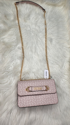 Crossbody Guess Sg940576 Nueva 100 % Original Con Etiqueta Rosa Estampado Oro Dorado Oscuro