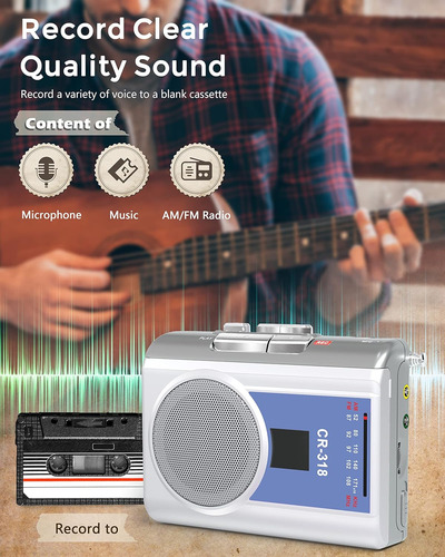 Reproductor De Casetes Walkman Con Radio Am/fm Y Altavoz Gra