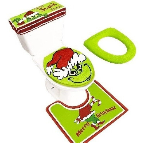 Grinch Juego De Baño Navideño Con Tapete