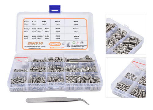 Cup Grub Screw 540pcs Set 304 Stainless Steel M2m8 Point