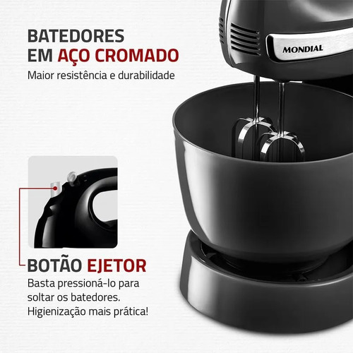 Batedeira Bella Massa Inox 220v Mondial Nb-23 500W 4 Velocidades