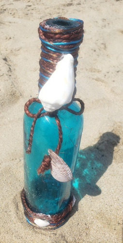 Botella Decorada Conchas Mar 03