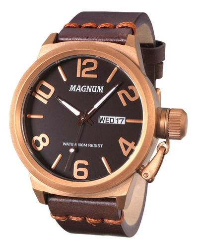 Relógio Magnum Masculino Ma33399m Marrom Couro