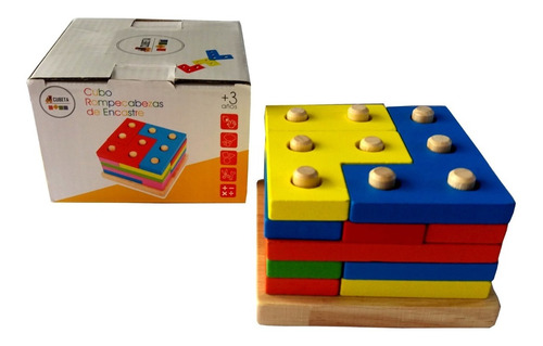 Juego Torre Geometrica Madera Didáctica Ingenio Romopecabeza