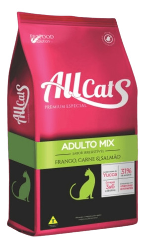 Ração Gatos Adultos Allcats Mix Frango Carne E Salmão 10,1kg
