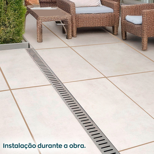 2 Grelha Ralo Para Area Externa Inox 304 1,2m X 7cm Kit 2un
