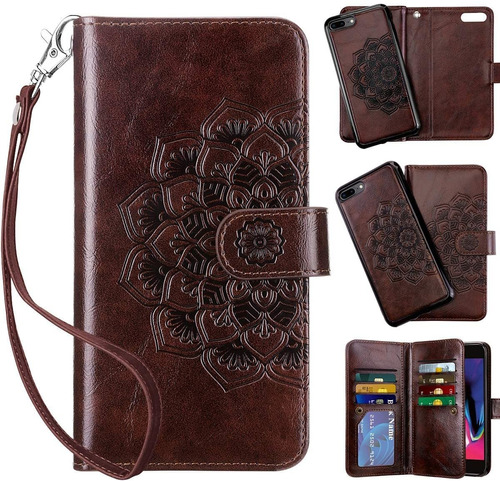 Funda Para iPhone 8 Plus, Marron/rigida/billetera/cuero