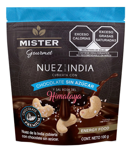 Nuez De La India Con Chocolate Sin Azúcar Mister 100 G